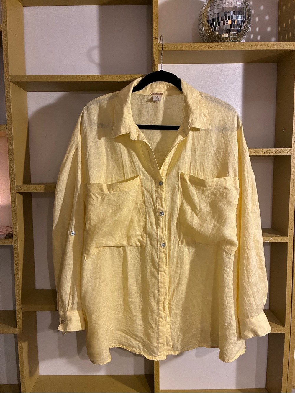 Light Yellow Linen Button-Up Shirt